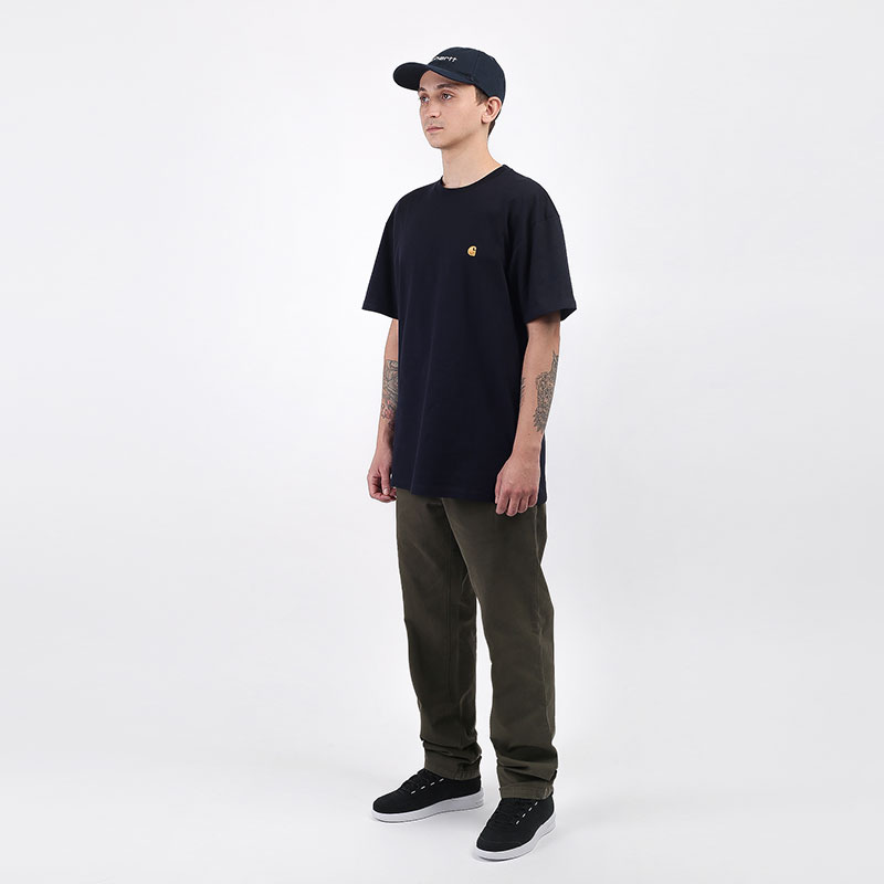 мужская синяя футболка Carhartt WIP Chase T-Shirt I026391-dnavy/gold - цена, описание, фото 5